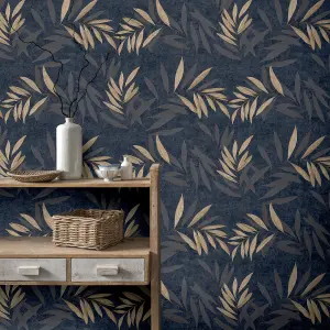 Arthouse Luxury Leaf Navy Champagne Arthouse