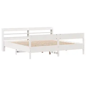 Berkfield Bed Frame without Mattress White 200x200 cm Solid Wood Pine