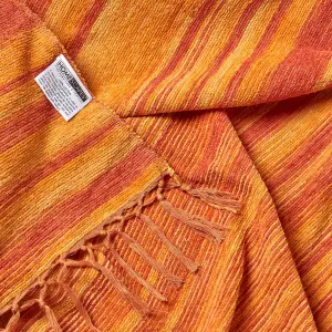 Homescapes Bed Sofa Throw Cotton Chenille Tie Dye Orange, 220 x 240 cm