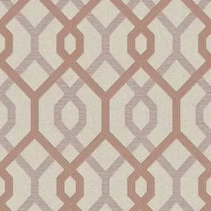 AS Creation Diamond Jewel Geometric Geo Glitter Trellis Metallic Vinyl Cream Rose Gold Wallpaper