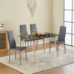 Herland Dining Chair (Set of 4) Dark Grey / Dark Grey