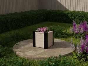 RusticRidge wooden planter, 500x500x500