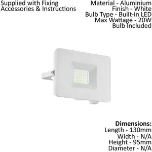 IP65 Outdoor Wall Flood Light White Adjustable 20W Built in LED Porch Lamp