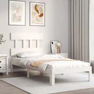 Berkfield Bed Frame with Headboard White 100x200 cm Solid Wood