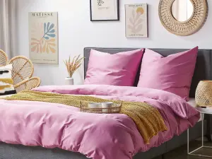 Duvet Cover Set HARMONRIDGE 200 x 220 cm Cotton Sateen Pink