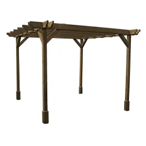 Double Premium Pergola - Wood - L360 x W480 x H270 cm - Rustic Brown