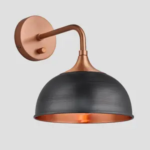 Industville Chelsea Dome Wall Light, 8 Inch, Pewter & Copper, Copper Holder