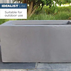 IDEALIST 80cm Trough Garden Planter, Grey Reinforced Stone Outdoor Large Plant Pot L80 W37 H37 cm, 111L