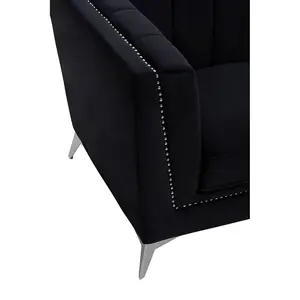 Interiors by Premier Black Velvet Chair, Comfortable Velvet Desk Chair, Backrest Velvet Armchair, Cozy Armchair