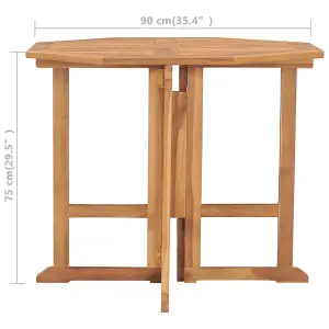 Berkfield Folding Garden Dining Table 90x90x75 cm Solid Teak Wood