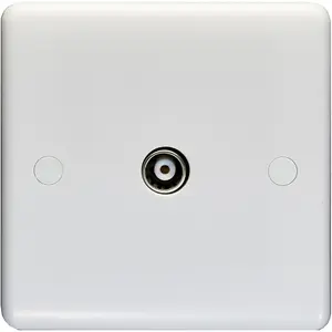 1 Gang Single TV Aerial Wall Face Plate - WHITE Female Coaxial Socket Outlet