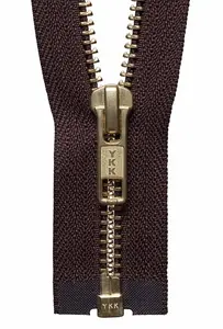 BRASS O/END ZIP 51CM - Brass Metal Open End Zip: 51cm: Brown - YKK