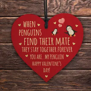 Red Ocean You Are My Penguin Valentines Gift Wood Heart Valentines Day Gift For Girlfriend Boyfriend Wife Husband Partner Him Her