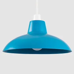 ValueLights Civic Pair of Blue Metal Easy Fit Living Room Bedroom Ceiling Pendant Light Shades