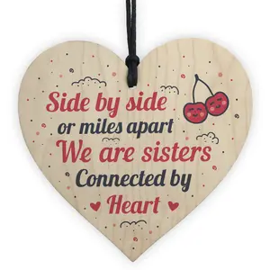 Red Ocean SISTER Friendship Gifts Handmade Wooden Hanging Heart Plaque Birthday Christmas Gift Keepsake