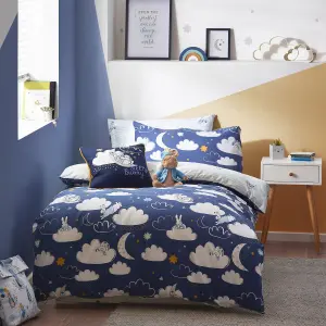 Peter Rabbit™ Sleepy Head Toddler Duvet Cover Set, Polyester, Cotton, Blue