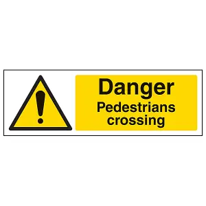 Pedestrians Crossing Traffic Sign - Rigid Plastic - 300x100mm (x3)