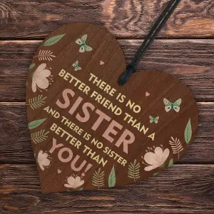 Red Ocean Sister Heart Best sister sign Thank you gifts Christmas birthday  gift ideas for best friend or sister Quote Gifts