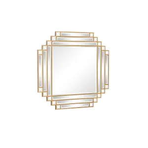 Melody Maison Square Gold Art Deco Fan Wall Mirror 55cm x 55cm