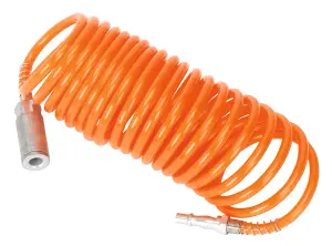 Sealey Coiled Air Hose 5 Metres 5mm With Quick Couplings Polyethylene SA305