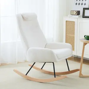 Nursery Rocking Chair Modern Nursing Rocking Armchairs with Super Soft Teddy Velvet Fabric