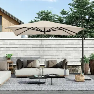 3M Beige Canopy Tilt Garden Roman Umbrella with Cross Base