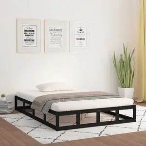 Berkfield Bed Frame Black 120x190 cm Small Double Solid Wood