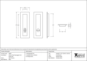 From The Anvil Satin Chrome 175mm Plain Rectangular Pull