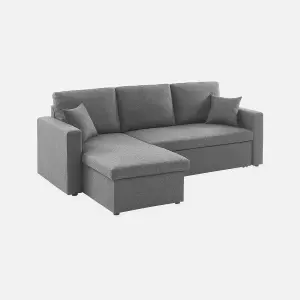 sweeek. 3-seater reversible corner sofa bed with storage Ida Grey 219x84x68 cm