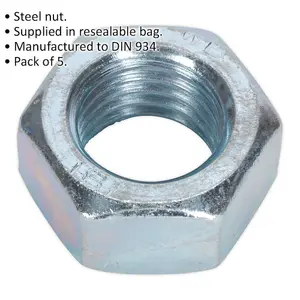 High-Quality Steel Finished Hex Nut Pack - M24 Size with 3mm Pitch - DIN 934 Certified