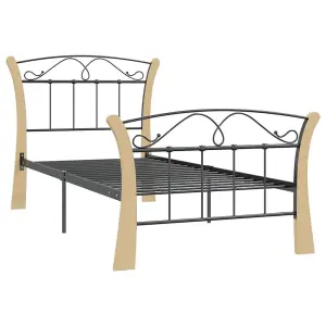 Berkfield Bed Frame Black Metal 90x200 cm