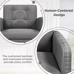 Yaheetech Dark Grey Fabric Armchair Tufted Accent Chair with Rubber Wooden Leg