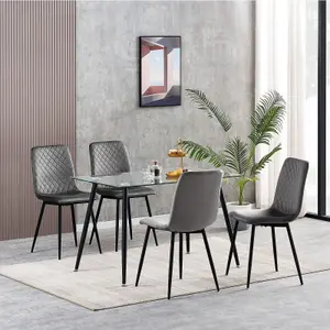 Dining Chairs Velvet Fabric Lexi Set of 4 Grey by MCC