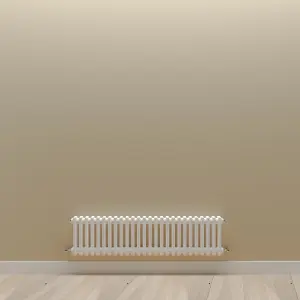 Horizontal White Double Column Radiator (H) 300mm x (W) 1190mm, 2723 BTU.