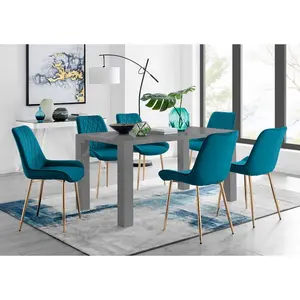 Scottsmoor Dining Set with 6 Chairs Blue/Gold