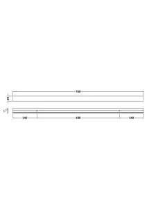 7 Shape Handle, 760mm (480mm Centres) - Chrome