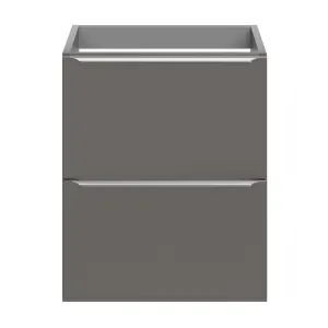 GoodHome Imandra Slimline Gloss Warm Grey Wall-mounted Bathroom Cabinet (H) 600mm (W) 500mm