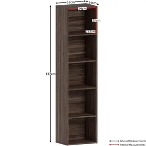 Gerardi Standard Bookcase Walnut / 132 cm H x 32 cm W