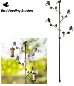 DIVCHI Bird Feeders Hanging Station With Leaves Outdoor Home Garden Bird Feeding Pole