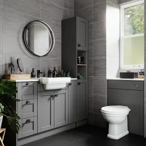 Ashford Matt Grey Toilet cabinet (H)820mm (W)600mm