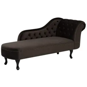 Right Hand Chaise Lounge Velvet Brown NIMES