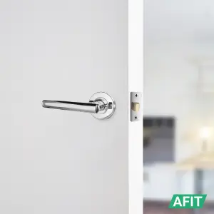 AFIT Polished Chrome Door Handle Latch Set, Pack of 6 Round T Bar Internal Door Handles, Latch (64mm), Hinges (76mm) Olvera Range