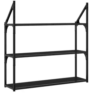 3 Piece Floating Shelf Black / 78.5 cm H x 31.5 cm W x 21 cm D