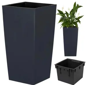 Tall Planter Plant Pot Flower with Insert Indoor Outdoor Garden Patio Home Large Anthracite H32.5cm W17cm