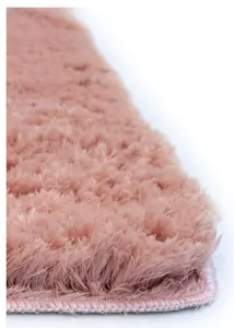 Soft Washable Collection Plain Design Shaggy Rug in Pink  SA-07