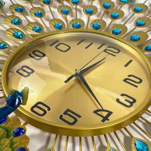 Retro Peacock Wall Clock  Non Ticking 70cm Silent Watch for Home & Office Decor