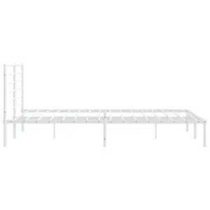 Berkfield Metal Bed Frame with Headboard White 183x213 cm