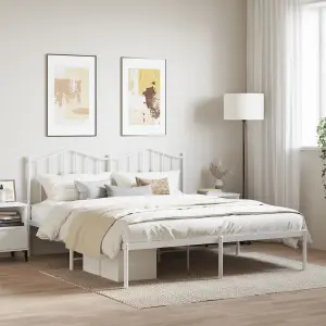 Berkfield Metal Bed Frame with Headboard White 183x213 cm