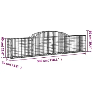 Berkfield Arched Gabion Baskets 6 pcs 300x30x60/80 cm Galvanised Iron