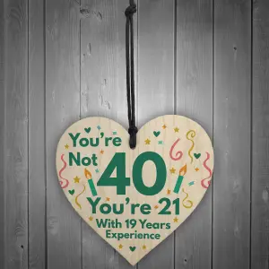 Red Ocean Funny Birthday Gifts For Women Novelty 40th Birthday Gift For Men Wooden Heart Sign Funny Birthday Card